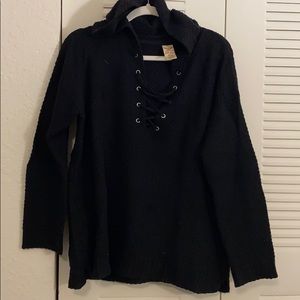 Cable knit tunic hoodie